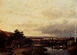A Summer Landscape With A Ferry by Andreas Schelfhout